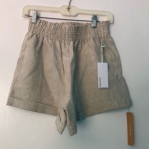 nwt reformation nashville linen shorts in oatmeal